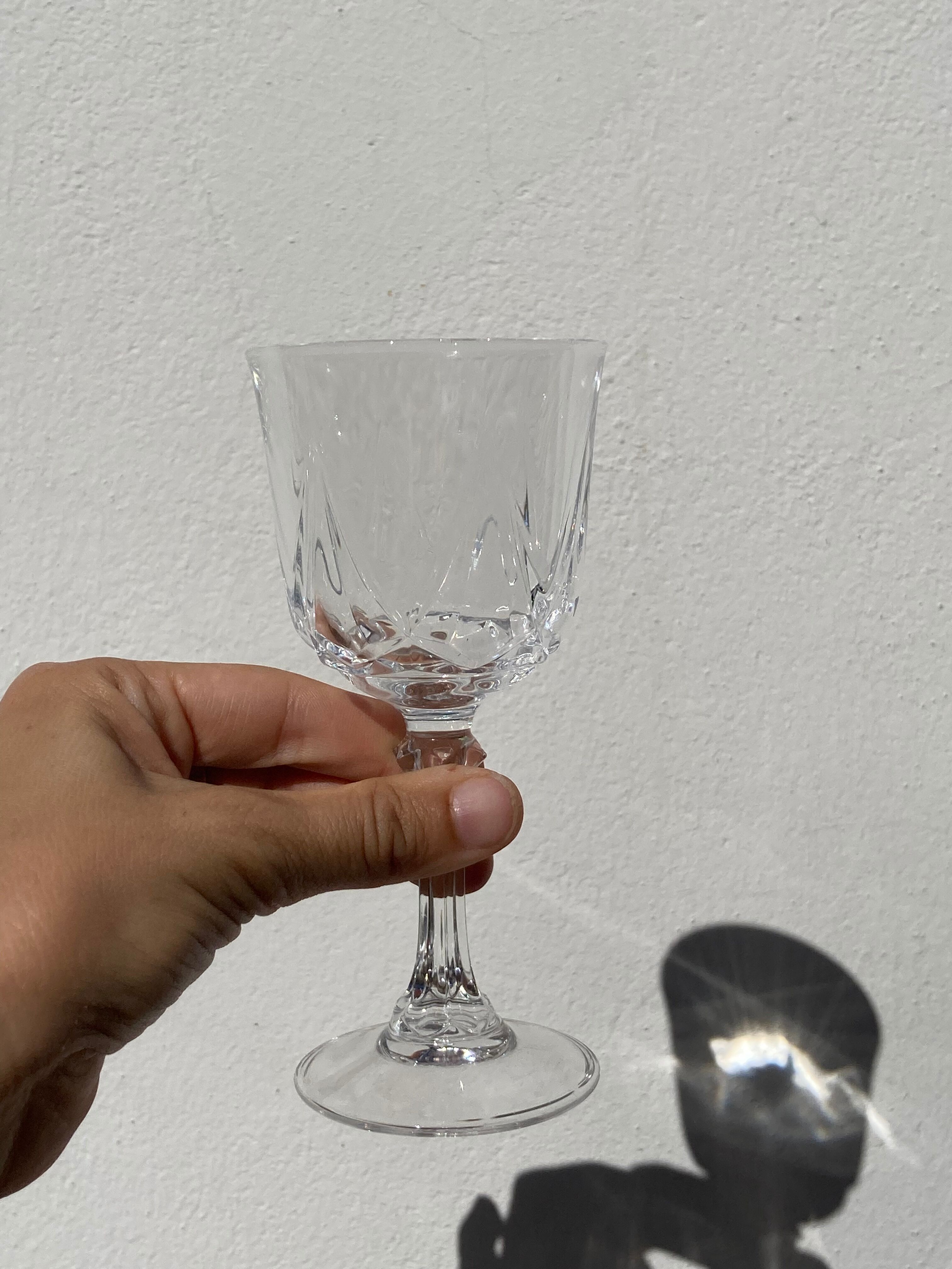 8 antique chiseled crystal stems - classic wine glasses