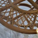 Table with rattan legs and glass top, 1970