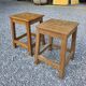 Pair of low stools in solid oak