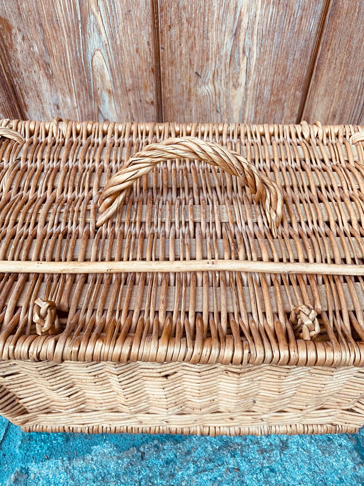 Vintage woven rattan briefcase