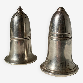 English silver metal salt and pepper shaker by Broderick Bros Ltd for the Jury's Hotel Dublin