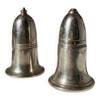 English silver metal salt and pepper shaker by Broderick Bros Ltd for the Jury's Hotel Dublin