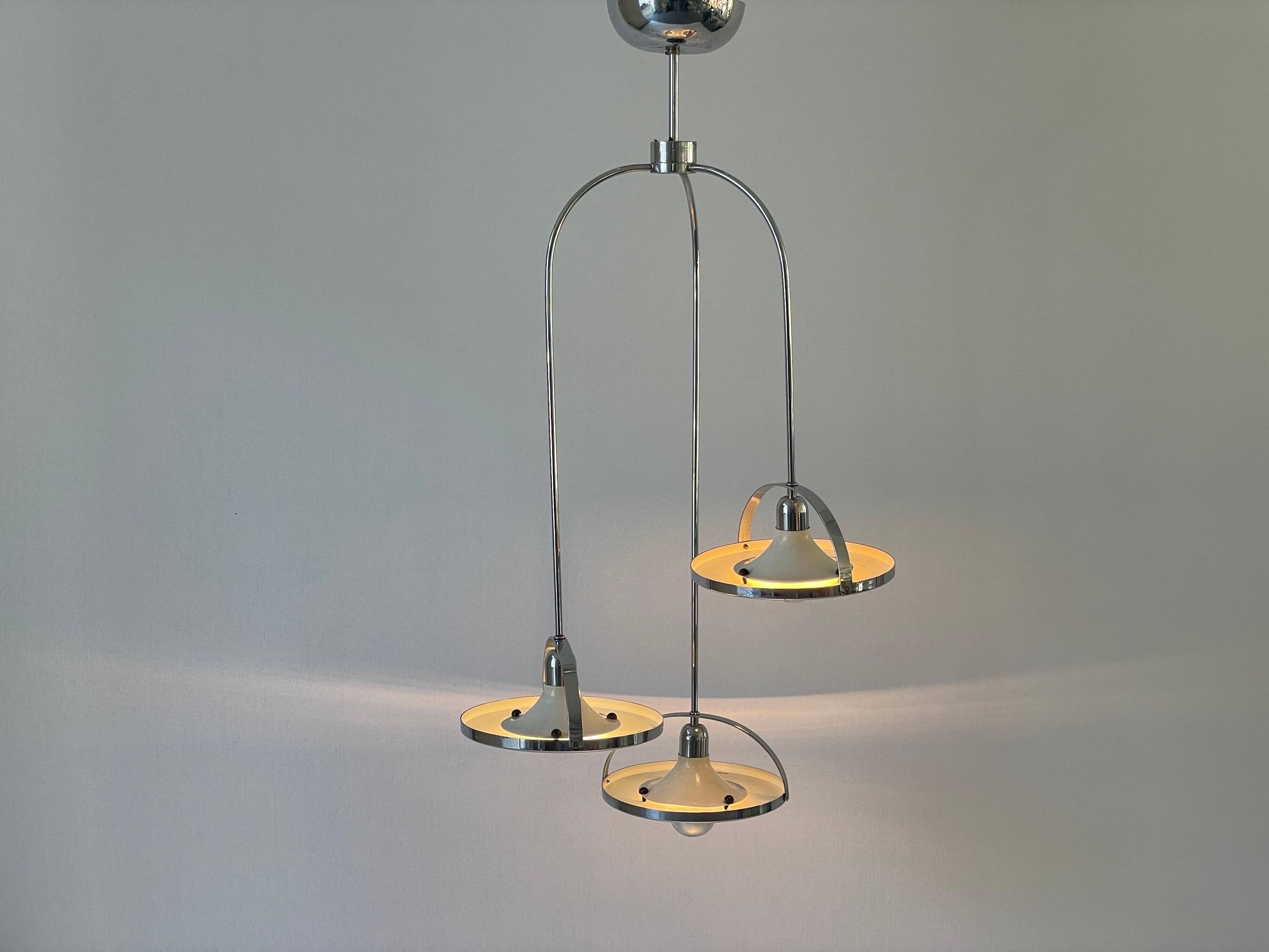 Mid-century modern triple shade ceiling light by Reggiani, 1960s, Italy.