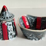 Vintage LUC VALLAURIS Ceramic Sugar Bowl