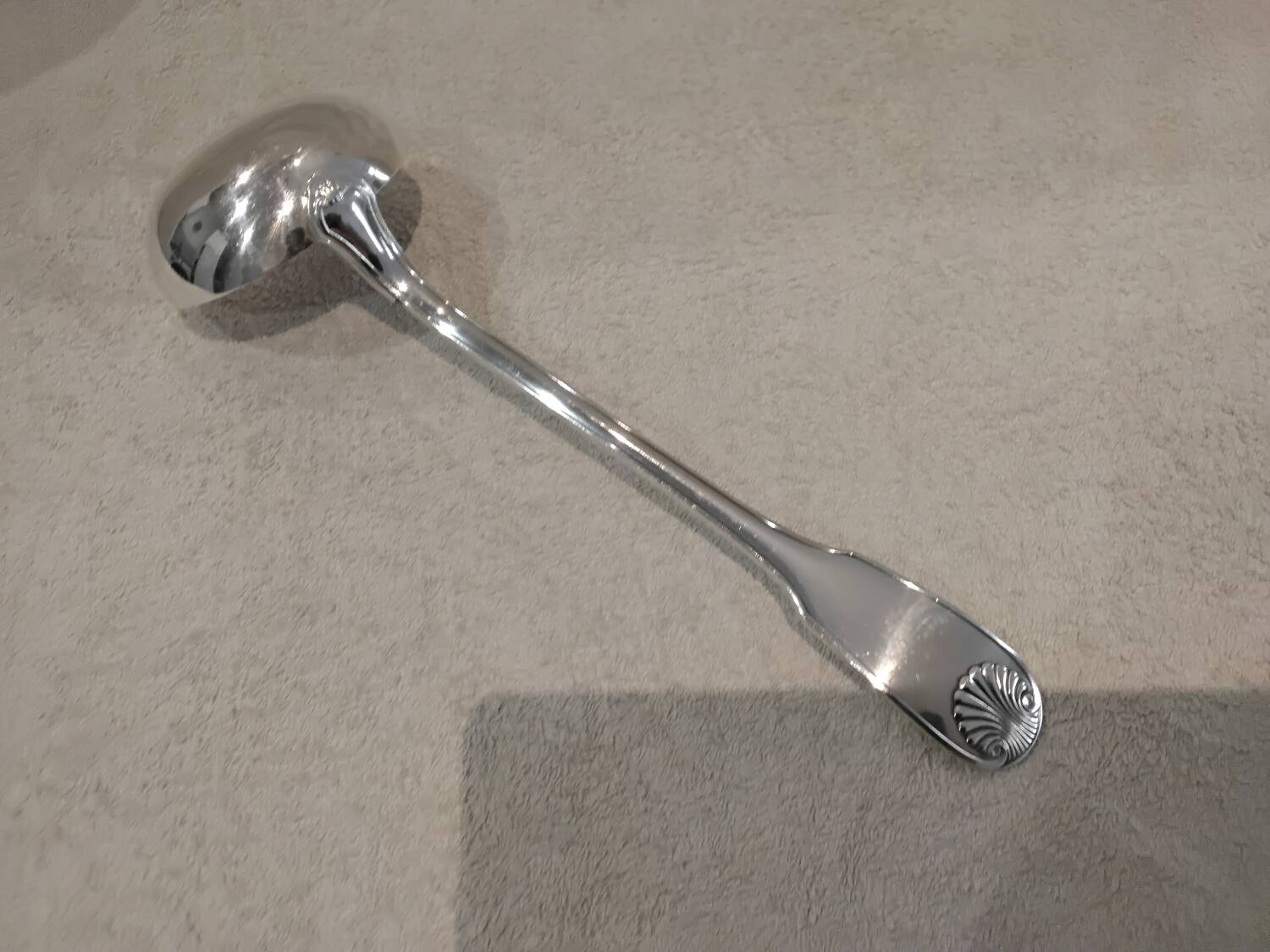 Christofle Vendome silver plated soup ladle, goldsmith, 31.5cm