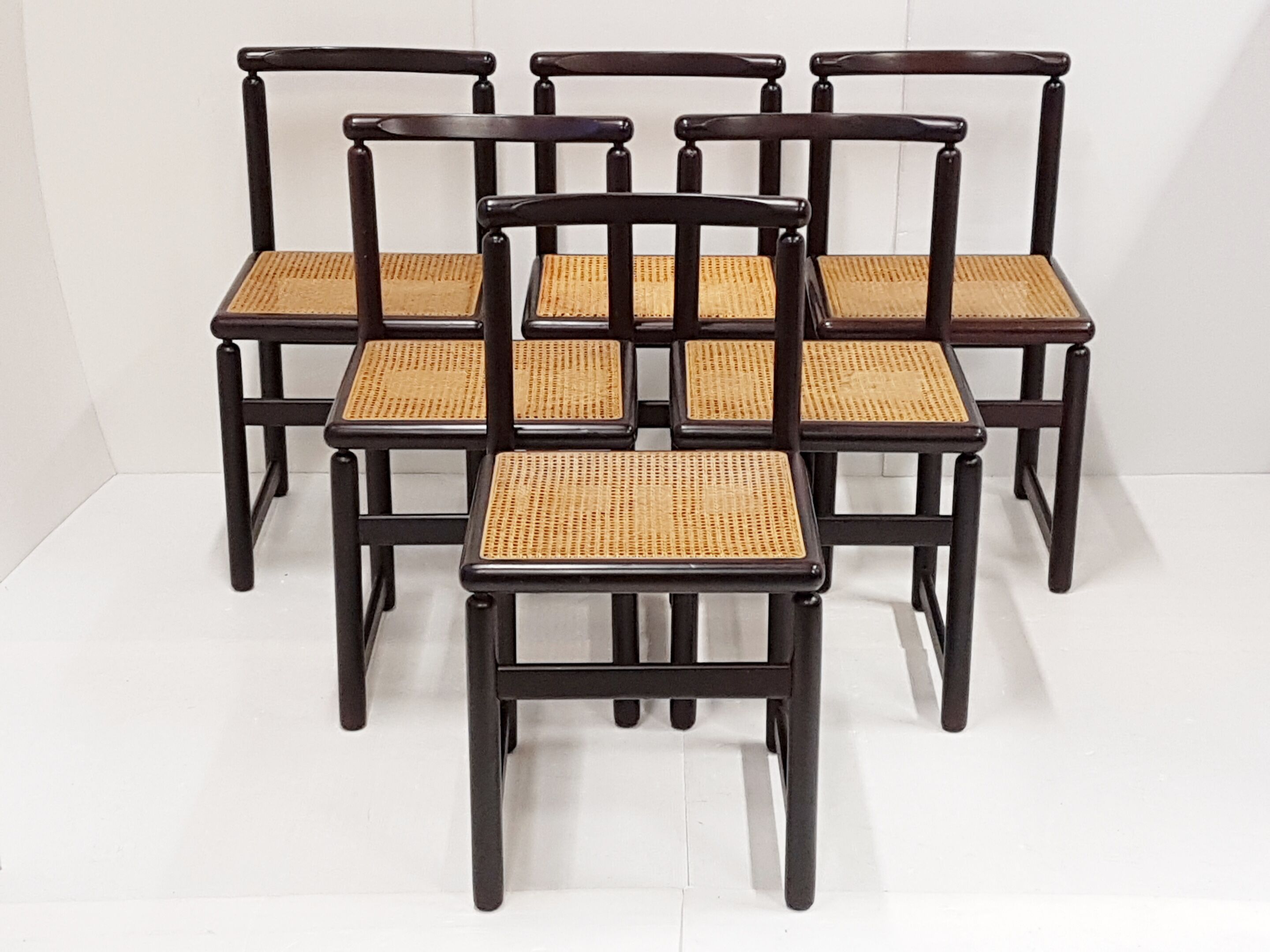 Set of 6 chairs 1970 vintage caning