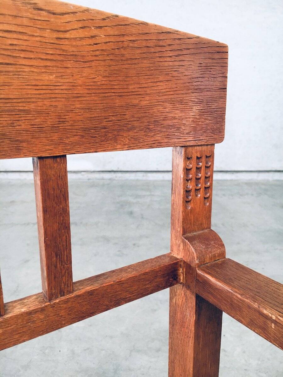 Dutch Modernist Carved Oak Side Chair, 1920s