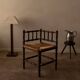 Chaise vintage à dossier ajouré et assise en jonc · 42×42×68 cm