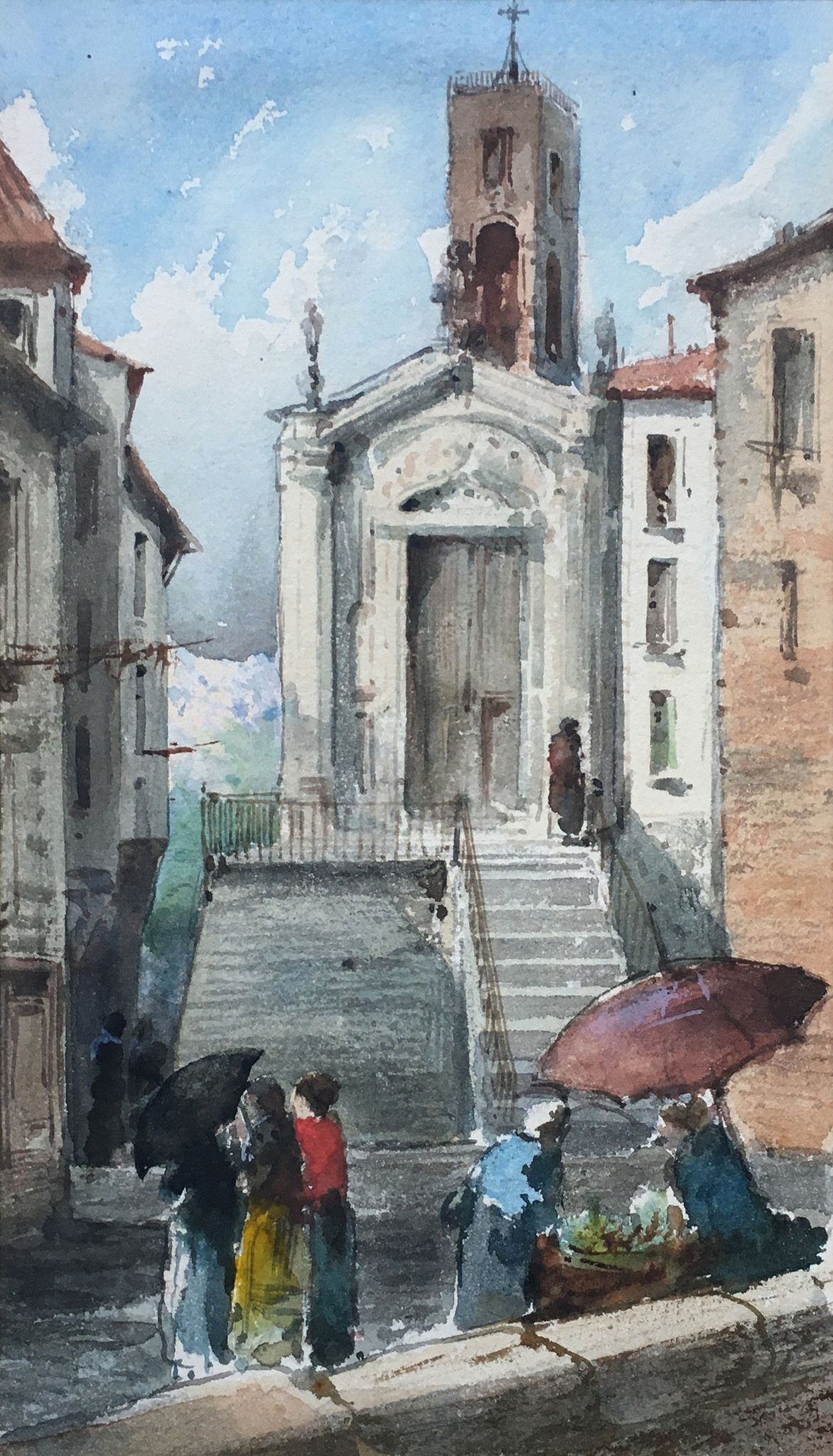 Watercolour painting Pierre Comba (1859-1934) Landscape of Sardinia Italy Nice