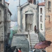 Watercolour painting Pierre Comba (1859-1934) Landscape of Sardinia Italy Nice