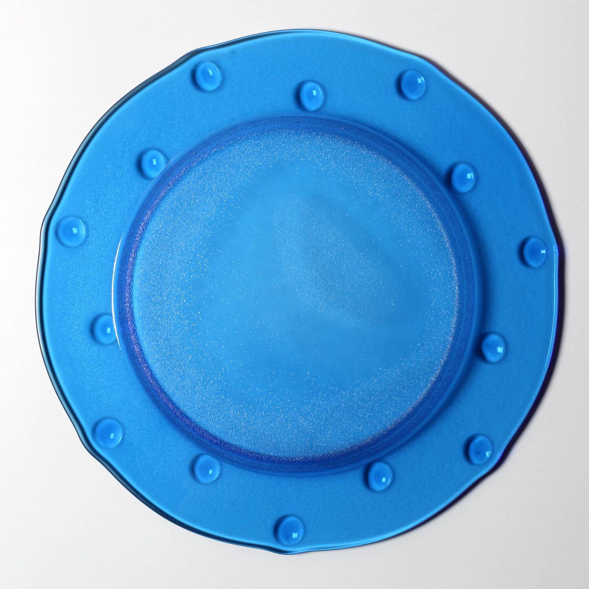 Vintage Cobalt Blue Glass Platter: Mid-Century Centerpiece, Borgonovo Italy