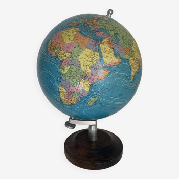 Large vintage 1985 terrestrial globe Taride wood - 38 cm