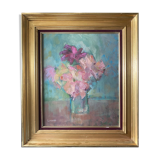 Table HST "Bouquet of flowers" ec. impressionist signed Lorenté + frame