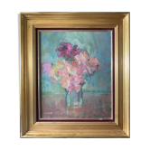 Table HST "Bouquet of flowers" ec. impressionist signed Lorenté + frame