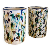 Pair of glazed ceramic pot covers