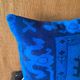 Vessel Motif Rug Cushion, Cobalt Navy Wool, Tribal Kilim Decor 20x20