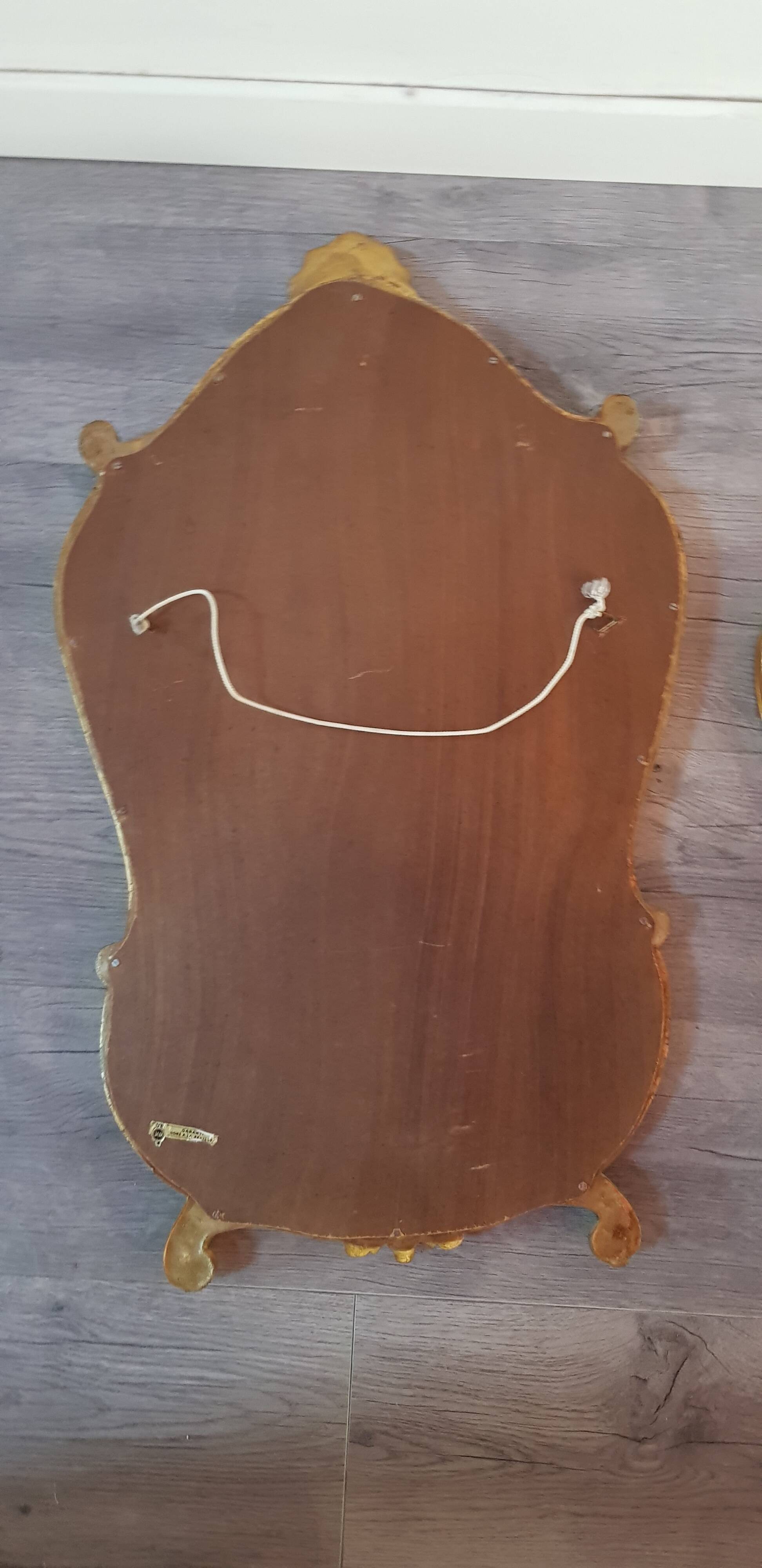 Miroir style baroque doré a la feuille d'or 45x78cm