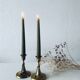 Pair of brass cord candle holders