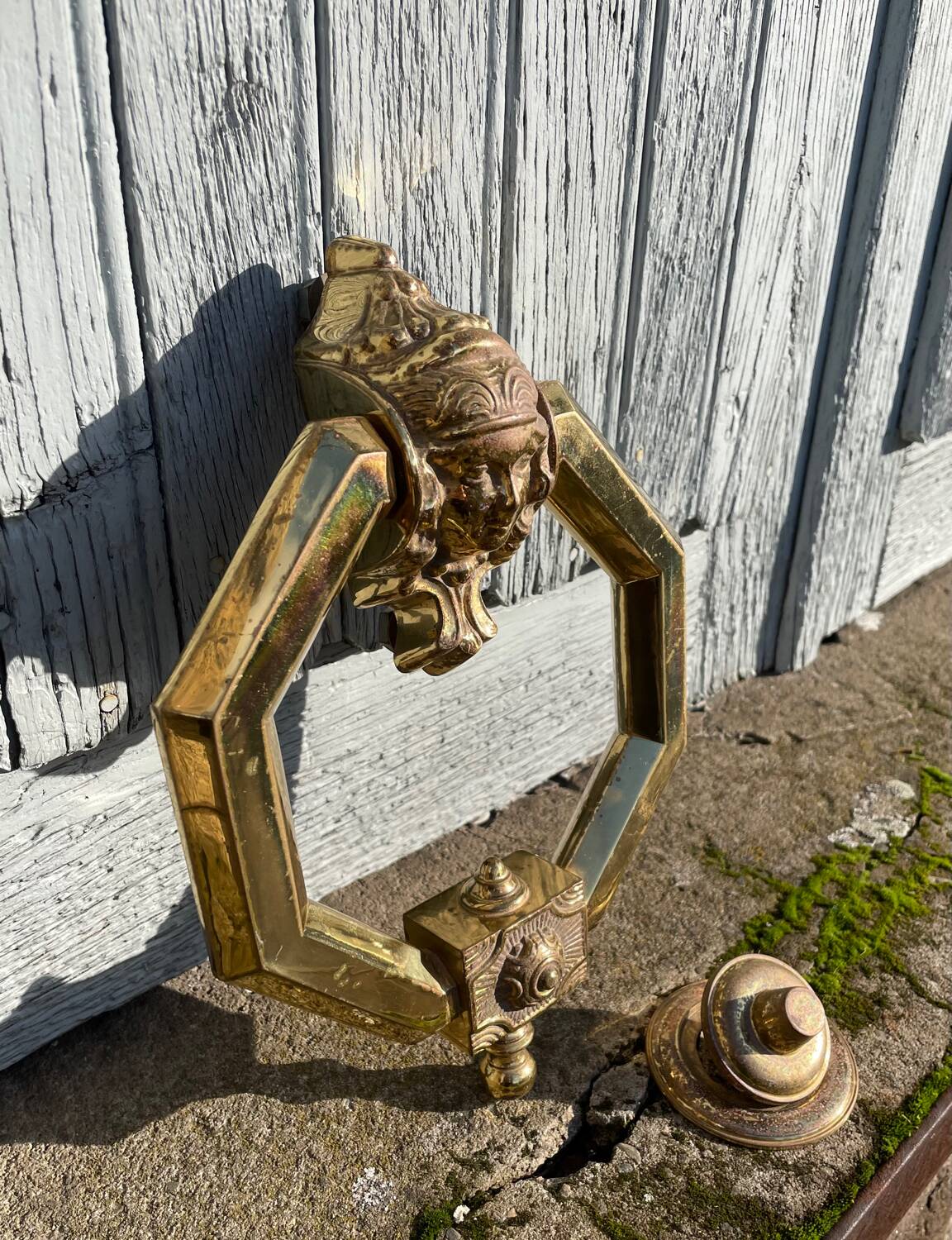 Modernist hexagonal door knocker