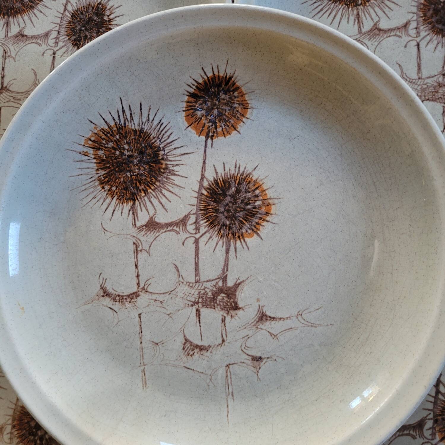 Flat Plates – Botanical Thistle Decor – 70s