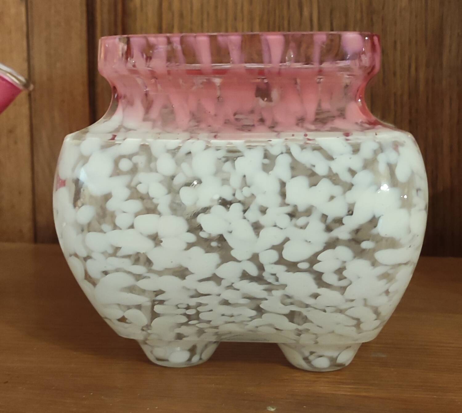 Old planter set and 2 Clichy glass vases