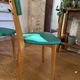 Set of 4 vintage chairs in blonde wood and turquoise faux leather – 1960s