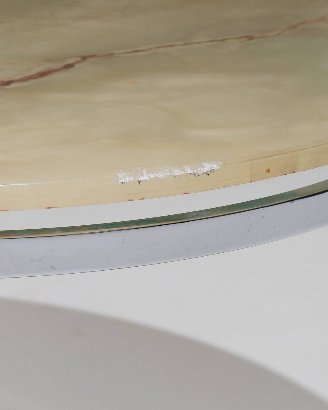 Round Onyx and Metal Coffee Table, 1960s