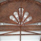 Vintage peacock rattan headboard