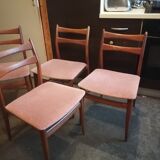Lot 4 chairs Scandinavian teak 1960 fabric