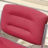 Space Age Chairs in Chrome and Velvet, 1970s, Set of 4