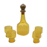 Carafe jaune avec bouchon bois & ses 4 verres