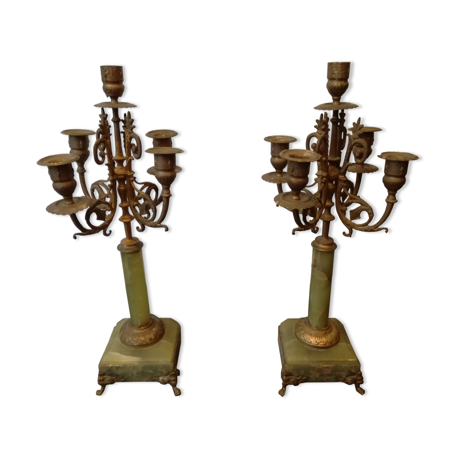 Napoleon III candelabra chandeliers in bronze and marble