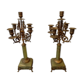Napoleon III candelabra chandeliers in bronze and marble