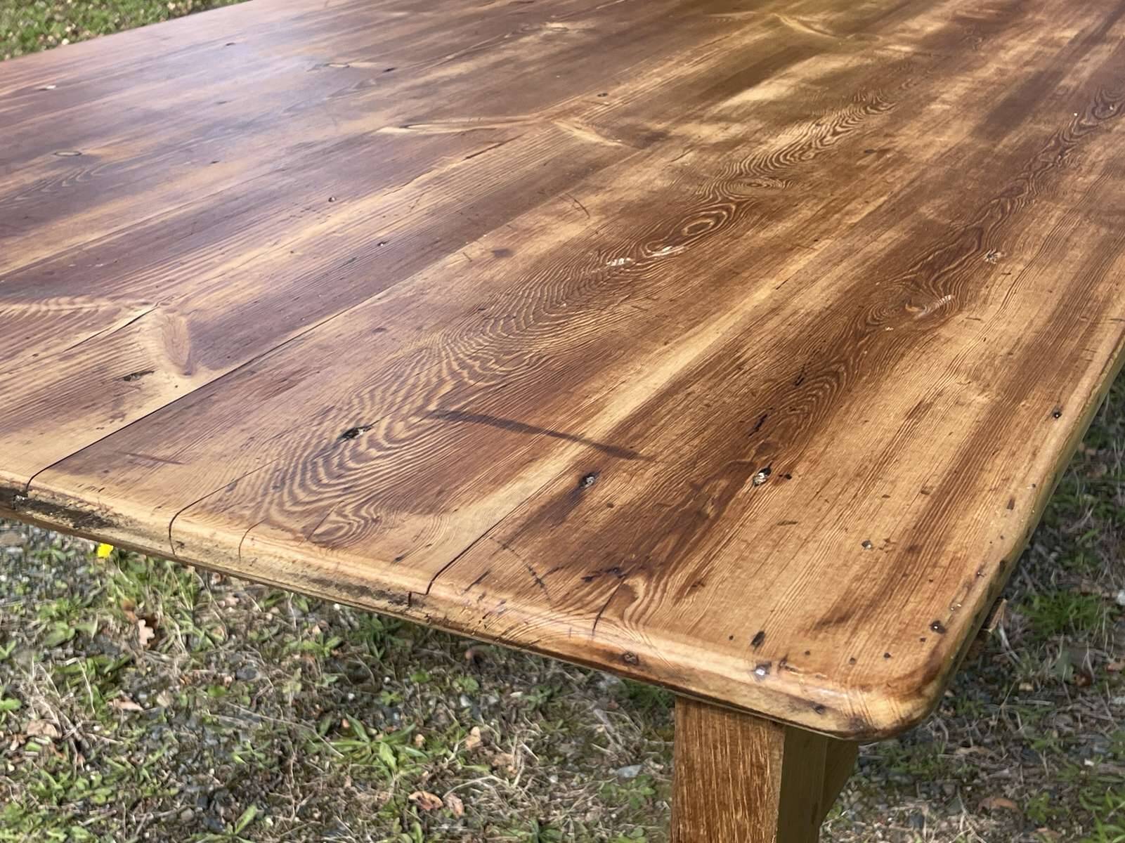 Early 20th century farmhouse table in fir and chestnut