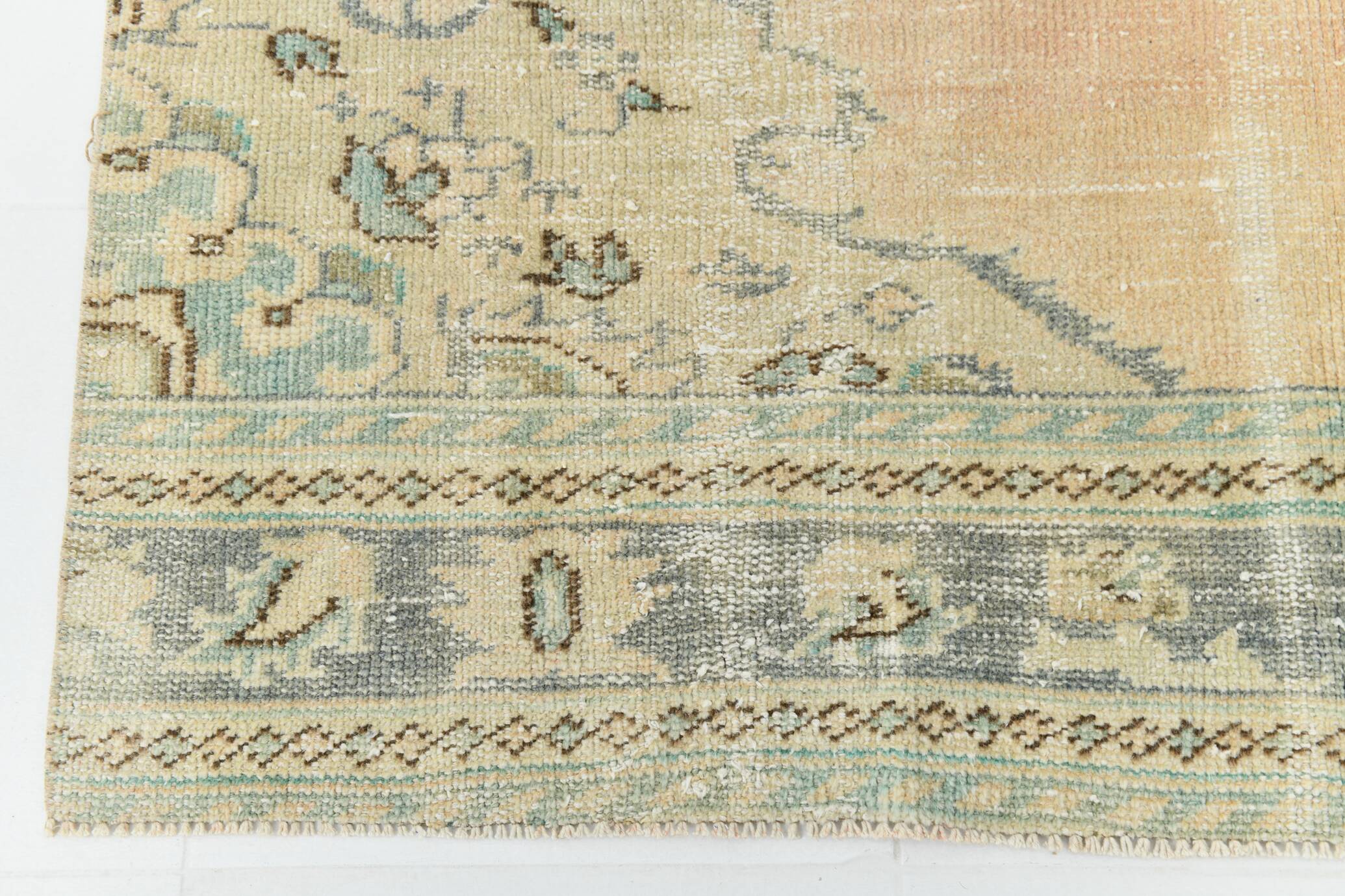 5x7 Peach Teal Green Distressed Turkish Rug, 158x227Cm SK 23057