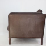 Canapé 3 places en cuir brun danois des années 1970