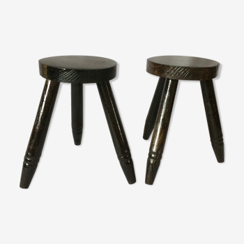 Pair of rustic tripod stools