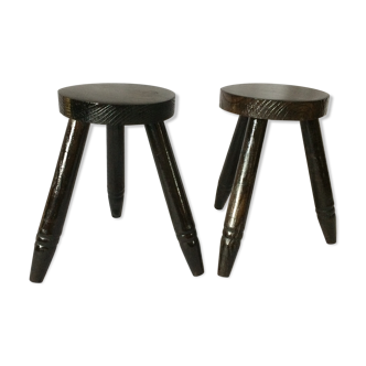 Pair of rustic tripod stools