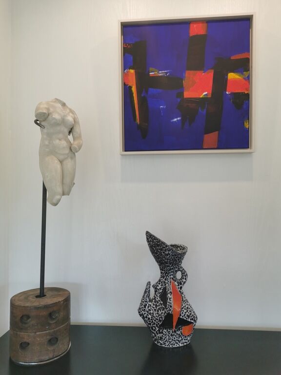 Geometric design vase signed Le Vaucour Vallauris