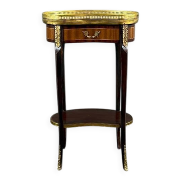 Louis XVI style gueridon in mahogany and gilded bronze, 20th century