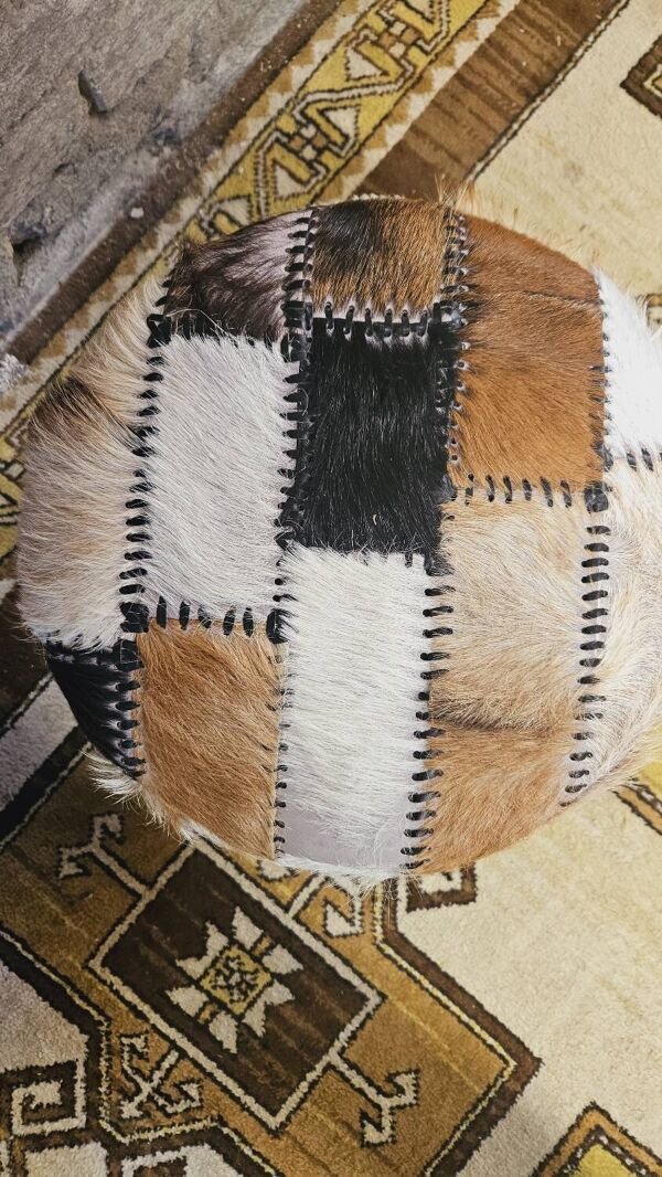 Pouf ou tabouret patchwork année 1980