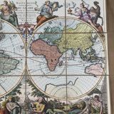 Reproduction of an old Italian map hand-colored and printed on raw canvas