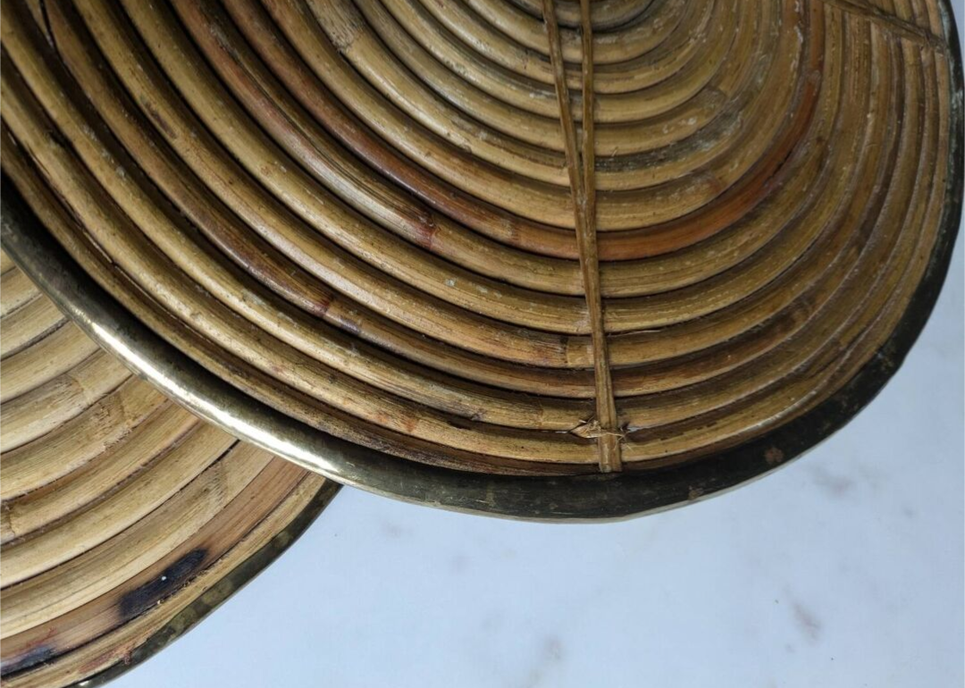 Rattan trivets attributed to Gabriella Crespi.