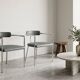 Pair of vintage chrome & grey faux leather armchairs – 1970s design