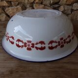Enamelled sheet metal basin floral decoration