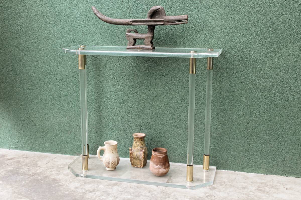 Console, altuglass, 1970s, in the style of Charles Hollis Jones.