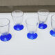 6 old conical glasses art deco transparent blue foot