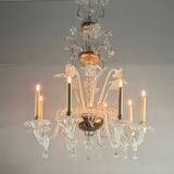 Lustre en verre de murano incolore 8 bras de lumière vers 1890