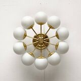 German brass ceiling lamp in mid-century modern space style by Kaiser Leuchten, 1960s.