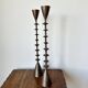 Vintage mid century brutalist hand forged brass candlesticks